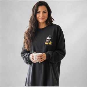 Disney Animal Kingdom Spirit Jersey Mickey Mouse Black Long Sleeve Shirt Size M